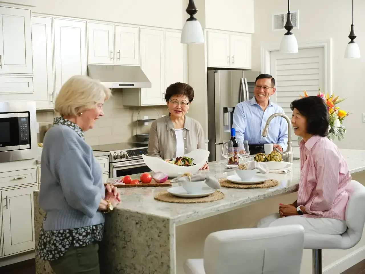Residents enjoying dinner together